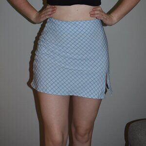 Blue Plaid Mini Skirt
